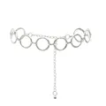Cadena de cintura punk minimalista de metal plateado con anillos geométricos unidos - Estilo de círculo geométrico de una sola capa / Plateado