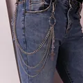 Triple layer silver metal trousers chain with cross pendants for hip-hop and punk style - Style 0055 / Silver
