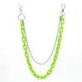 Double-layer hip-hop trousers chain with neon green resin links and silver ball chain - Green Bead Chain Acrylic Trousers Chain (Ring)