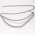 Catena da vita multistrato in metallo argento con perle finte e chiusura a moschettone - Argento
