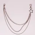 Catena per pantaloni a tre strati in metallo argento con dettaglio stella e moschettoni - Argento Multistrato