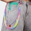 Colorful multi-layer punk hip hop macaron plastic trouser chain with flower pendant - Purple Double Layer Flower Style