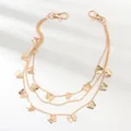 Three-layer gold butterfly body chain with punk pendants and dual lobster clasps - Gold Three-layer Butterfly Pant Chain