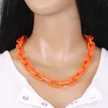 Chunky acrylic chain necklace in vibrant orange finish for a bold punk style - Orange