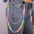 Dubbele regenboog broekketting van acryl met roze sluitingen voor Y2K street style - Roze