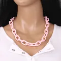Collier ras du cou punk hip-hop à gros maillons en acrylique rose pastel brillant - Rose
