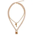 Collana a doppio strato dorata con pendente a chiave delicata e lucchetto minimalista - Stile Ciondolo Lucchetto / Oro