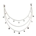 Three-layer silver metal punk waist chain with multiple star pendants and lobster clasps - Style 1