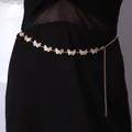 Punk style golden metal chain waist belt featuring sparkling butterfly charms and rhinestones - Gold Butterfly Style