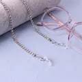 Sparkling crystal-encrusted metal eyewear chain with silver lobster clasps and silicone loops - Silver