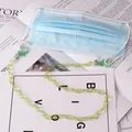 Detail of light green acrylic mask chain with lobster clasps and adjustable silicone loops - Green