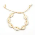 Bracelet bohème fait main en coquillages cauris avec cordon crème réglable pour femme - Style Coquillage Corde Blanche / Corde Blanche avec Coquillage