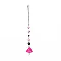Detail of evil eye flower chain with pink mushroom pendant and silver lobster clasp - Rose Red