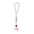 Détail du pendentif champignon rose avec perles mauvais œil sur chaîne argentée - Rose