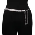 Adjustable silver metal waist chain belt with flat scale texture on black mannequin - Snake Bone Texture / Silver Style One