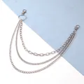 Catena da vita multistrato in metallo argento con anelli e moschettoni in stile punk hip hop - Argento