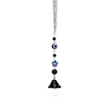 Llavero de cuentas hecho a mano con ojo turco azul y colgante de hongo con lunares - Negro