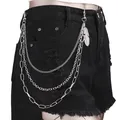 Three-layer punk hip hop waist chain with silver feather pendant and metal lobster clasp - Feather Pendant