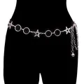 Minimalist silver star and ring linked waist chain belt with adjustable lobster clasp - Star Round Ring Waist Chain