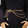 Bohemian gold multilayer waist chain belt with sun and moon pendants on black blazer - Gold Multi-Layer Moon Waist Chain