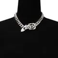 Silver chunky Cuban chain necklace with a belt buckle closure on a black mannequin - Silver Buckle Necklace