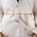 Elegant gold metal waist chain featuring hollow heart links and a tassel ball pendant - Hollow Heart Style / Gold Style 2
