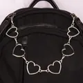Silver hollow heart-shaped metal chain strap for handbags with dual spring hooks - Six Hearts Single Layer Bag Chain