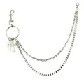 Catena per pantaloni a doppio strato in metallo argento con croci e moschettoni - Stile Tre Croci (N. 2 Largo)