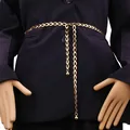 Eleganter goldener Metall-Taillenkettengürtel mit ovalen Gliedern für Kleider und Blazer - Gold