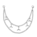 Silver double-layer chain bag accessory with five whale tail pendants and lobster clasps - Double Layer Fish Tail Bag Chain