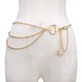 Gold multi-layer celestial waist chain with moon and star charms on mannequin - Gold Multi-Layer Moon Waist Chain