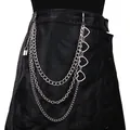 Catena da vita multistrato punk con cuore e lucchetto argento in stile moda street y2k - Argento (Stile Cuore Serratura)