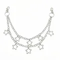 Double layered punk style metal waist chain with seven hollow star pendants in silver - Style 10