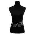 Silver multi-layer tassel metal body chain belt for women on a black mannequin - Multi-layer Tassel Waist Chains (Silver-tone)