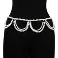 Elegant multi-layer pearl waist chain featuring white fringe tassels for dresses - Silver Pearl Waist Chain
