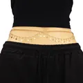 Double-layer gold body chain with sparkling rhinestones and dangling star charms - Gold Star Pendant Waist Chain