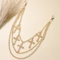 Retro multi-layer gold cross pendant waist chain with metal links and lobster clasps - Gold Multi-layer Cross Pant Chain