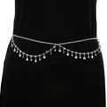Elegante catena in vita argento a doppio strato con ciondoli a stella e strass scintillanti - Catena da Vita con Pendente a Stella Argento