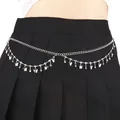 Dettaglio della catena in vita argento a doppio strato con farfalle e strass - Catena da Vita con Pendente a Farfalla Argento