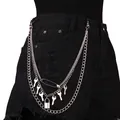 Gelaagde zilveren punk tailleketting met retro sleutelhangers en metalen slot bedels - Hangslot Sleutel Meerlaagse Broek Ketting