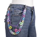 Dubbellaagse acryl tailleketting met kleurrijke sterren en macaron-schakels - Paarse Broekketting Met Metalen Hartsluiting