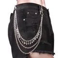 Catena da vita argentata a tre strati con ciondoli a stella in stile punk su denim - Stile Stella / Argento