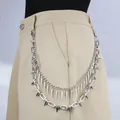 Doppelreihige silberne Metall-Hosenkette im Punk-Stil mit Nieten und Spikes für Jeans - Silberne Zweilagige Niet-Hosenkette