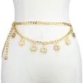Double-layer gold metal waist chain with sun pendants and boho chic hip-hop style - Gold