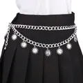 Zilveren gelaagde hiphop lichaamsketting met zon en maan hangers voor modegebruik - Zonnehanger Gelaagde Tailleketting / Zilver