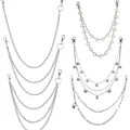 Silver punk hip-hop pant chain featuring heart links and butterfly charms for street style - Six-piece Trouser Chain