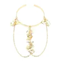 Adjustable golden punk arm cuff with delicate metal butterflies and fringe tassels - Butterfly Charm Style / Gold