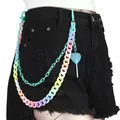 Cadena de pantalones Y2K de acrílico colorido con colgante de piruleta corazón - Piruleta Azul Doble Cadena