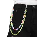Double-layered colorful acrylic pants chain with macaron round links and green accent - Green Double-layered Pants Chain