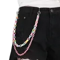 Double-layered colorful acrylic pant chain with candy colors and silver metal snap hooks - Pink Double-layer Pant Chain